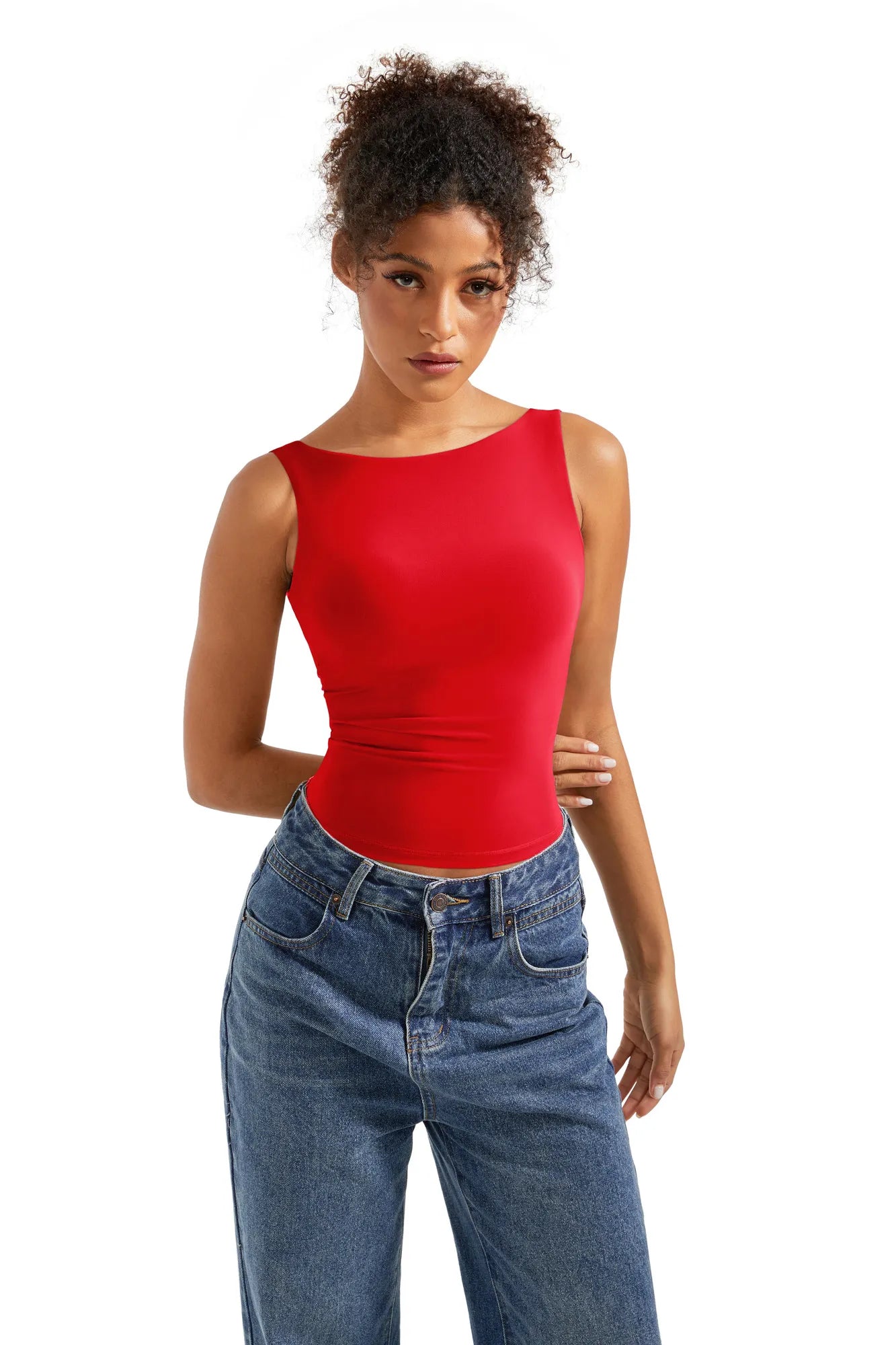 Buttery Soft Backless Boat Neck Tank Top