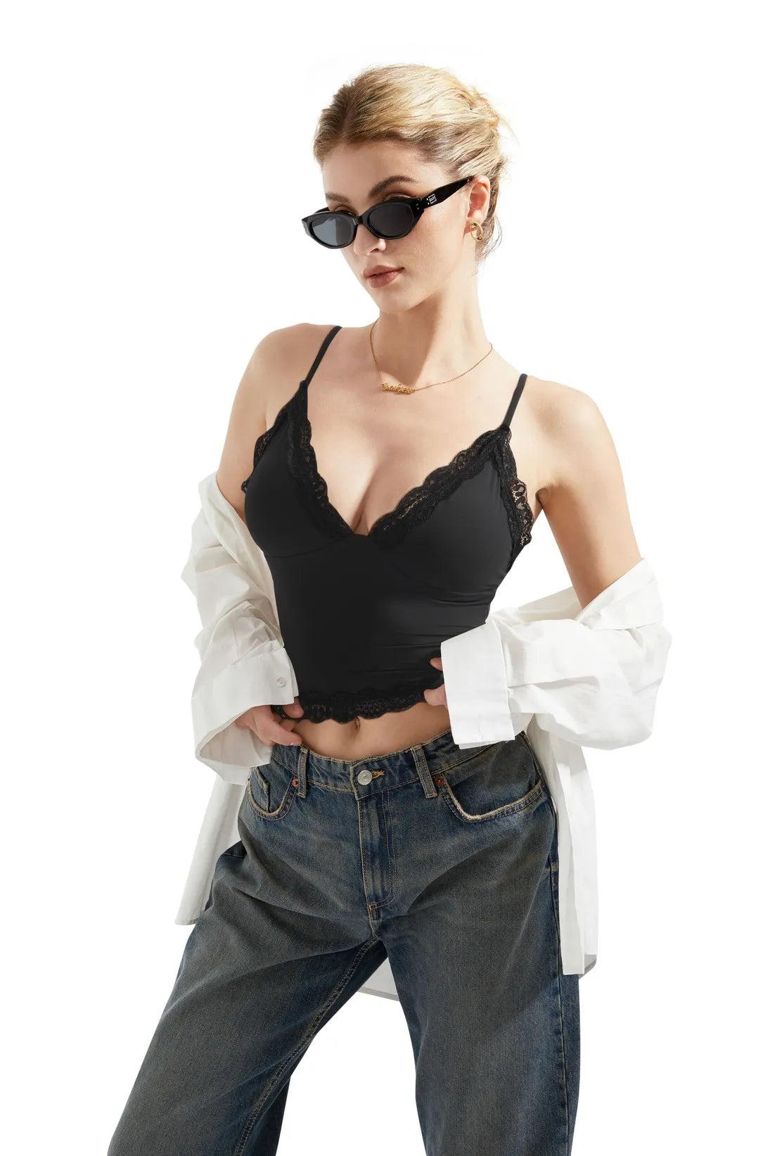 Buttery Soft Lace Cami V Neck Tank Top