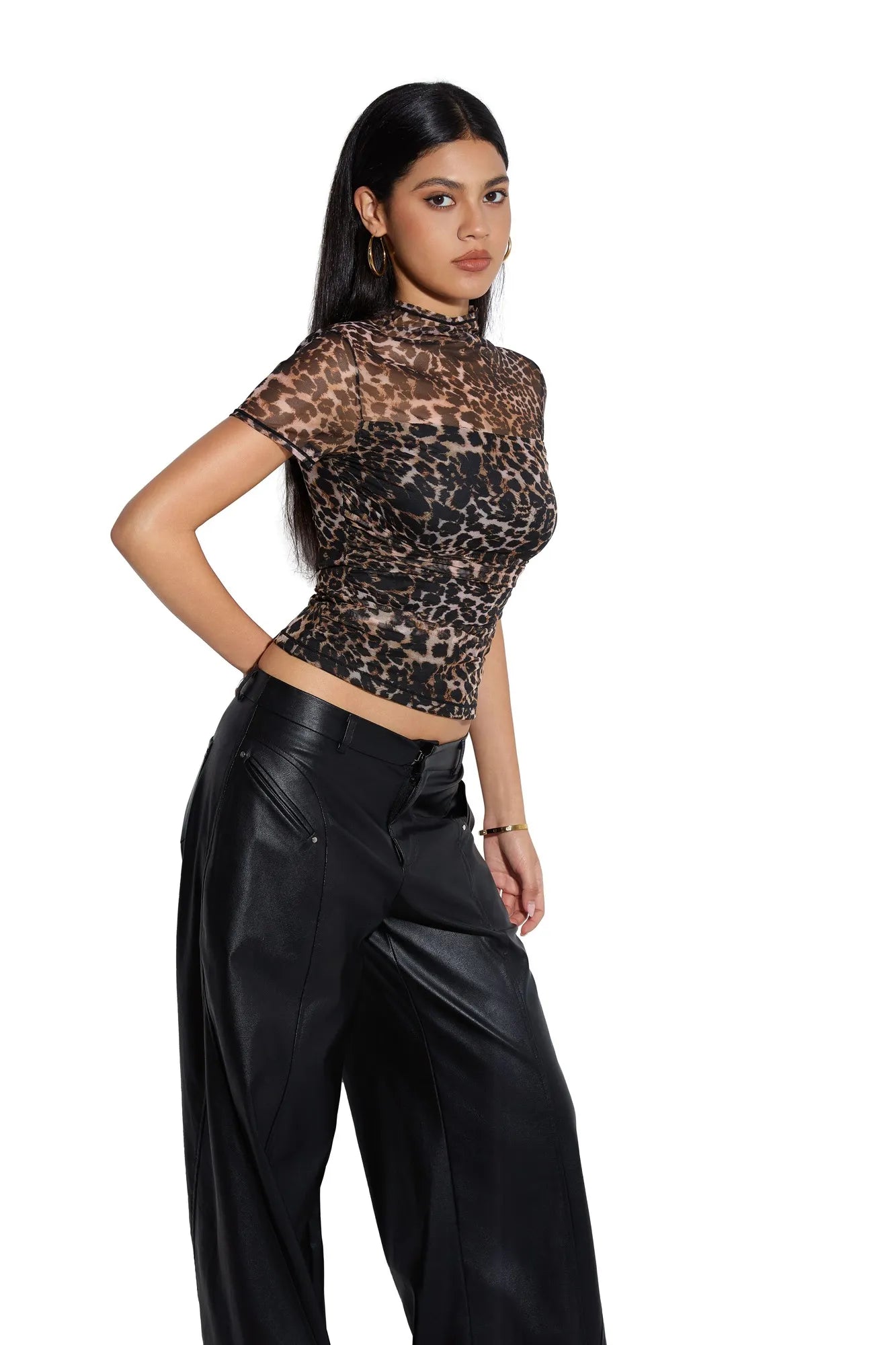 Mesh Mock Neck Shirt