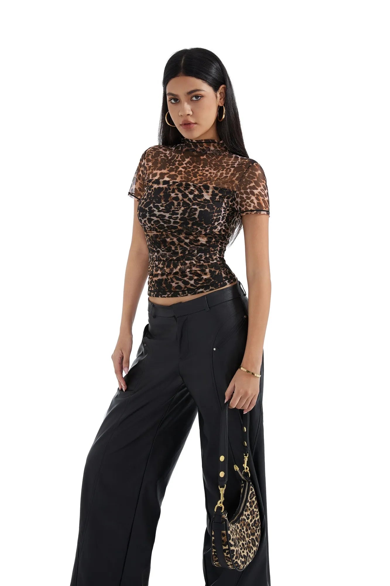 Mesh Mock Neck Shirt