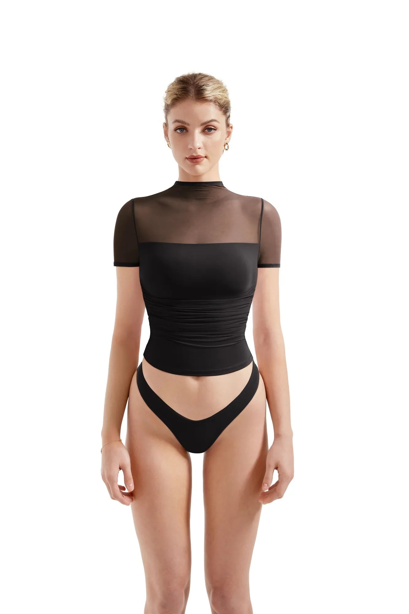 Mesh Mock Neck Shirt