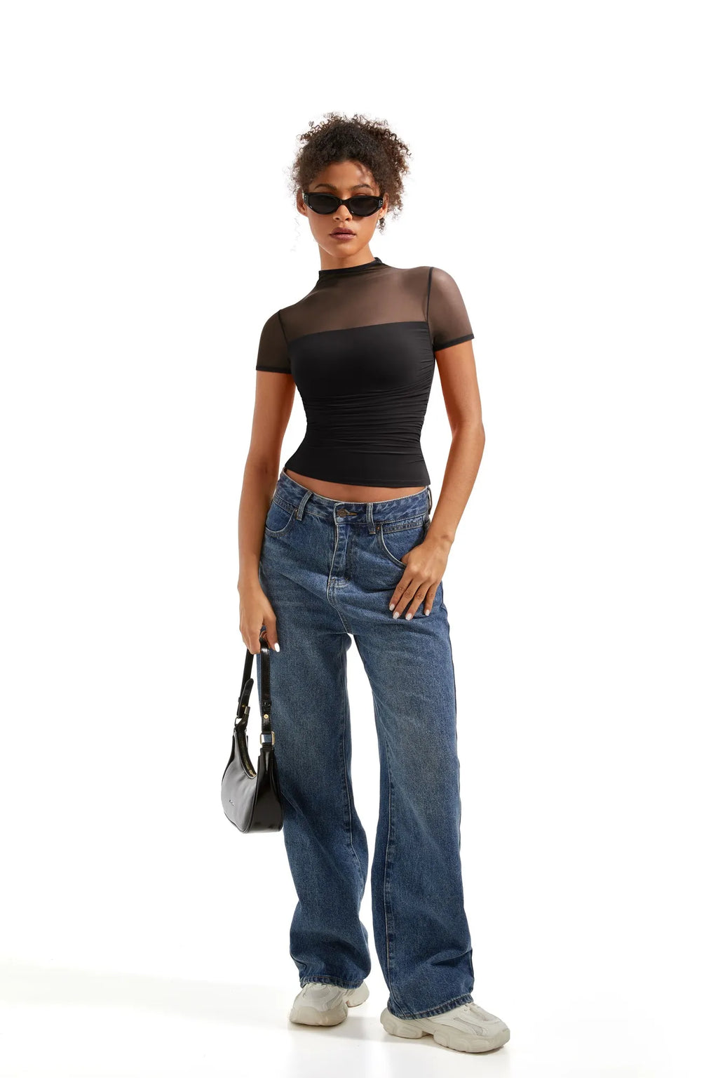 Mesh Mock Neck Shirt