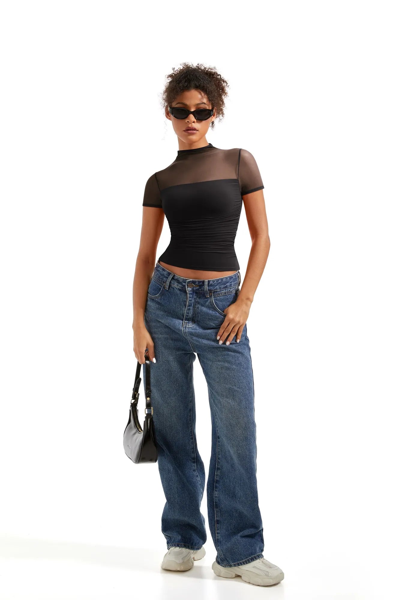 Mesh Mock Neck Shirt