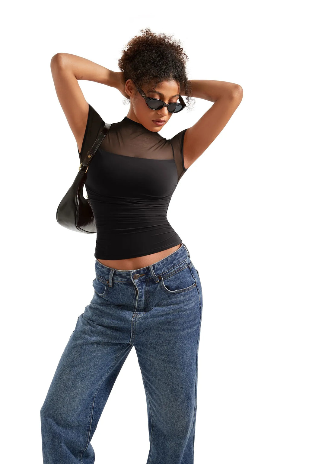 Mesh Mock Neck Shirt