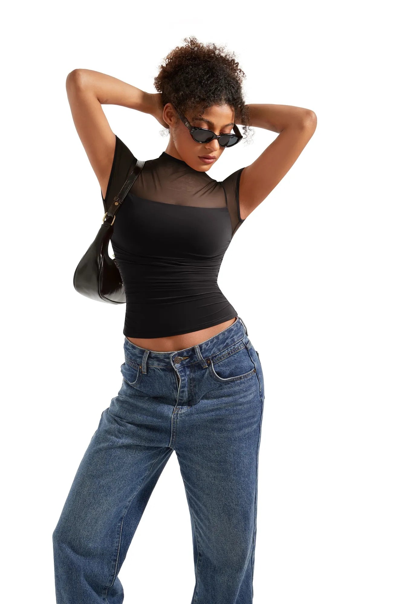 Mesh Mock Neck Shirt