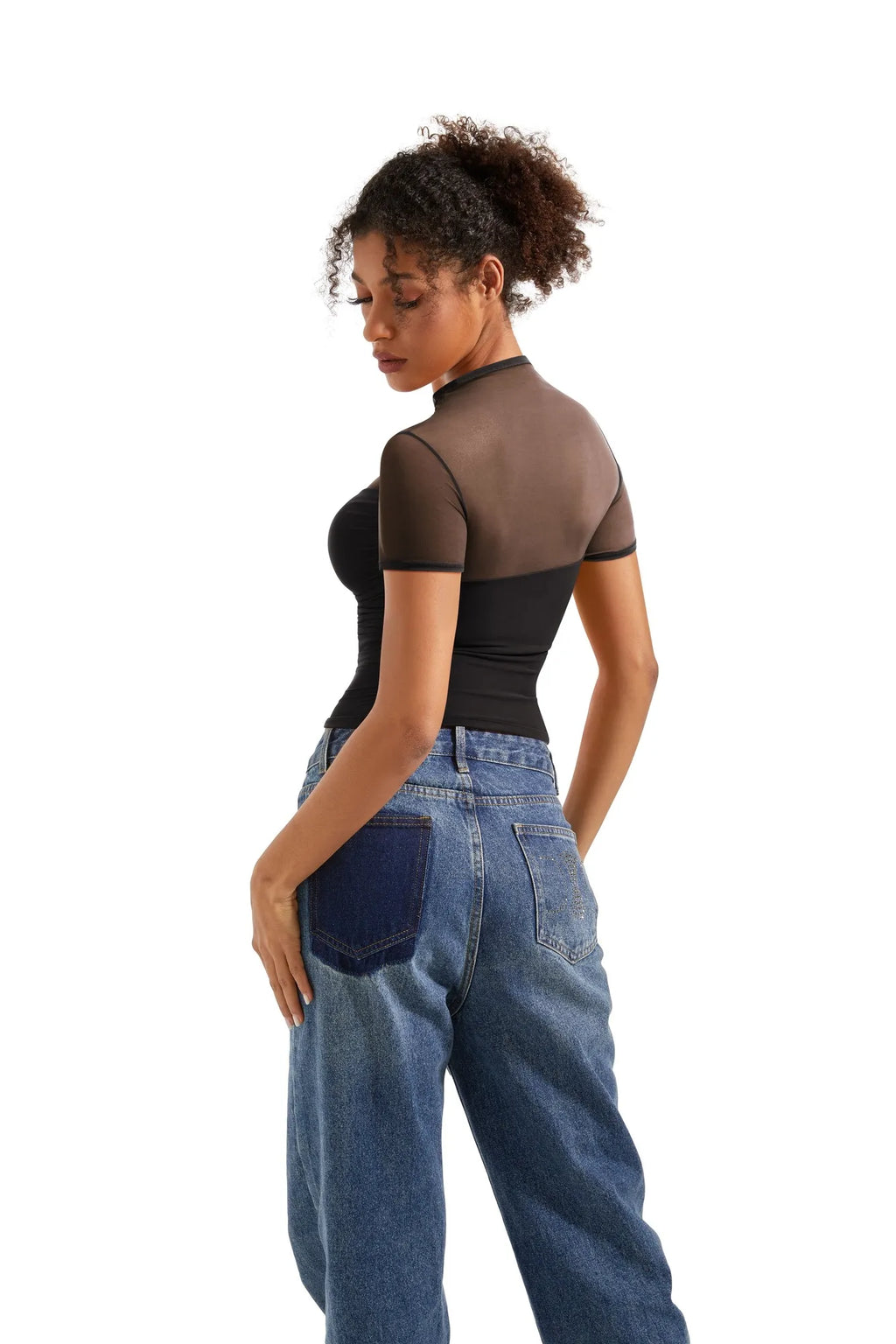 Mesh Mock Neck Shirt