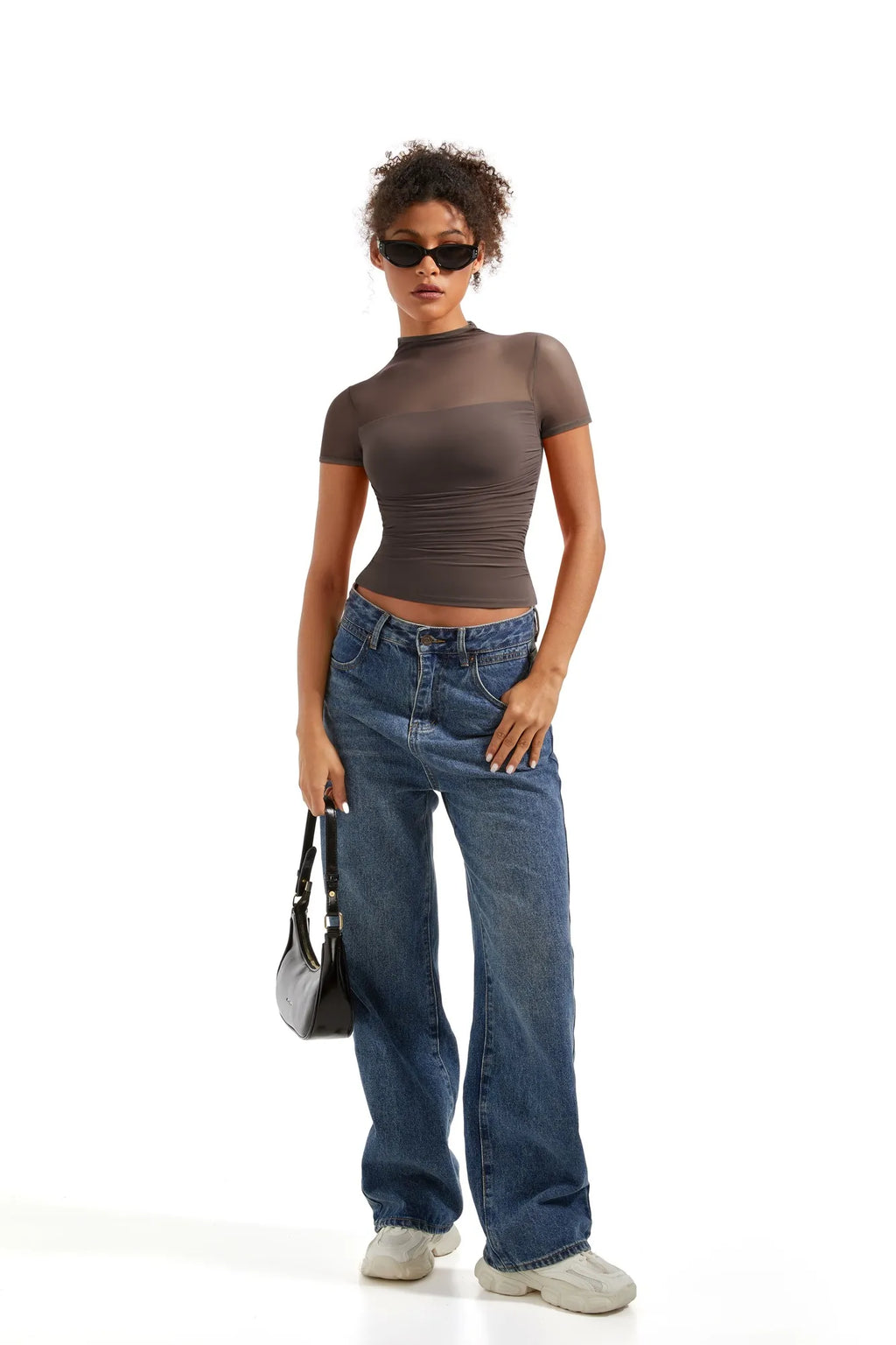 Mesh Mock Neck Shirt