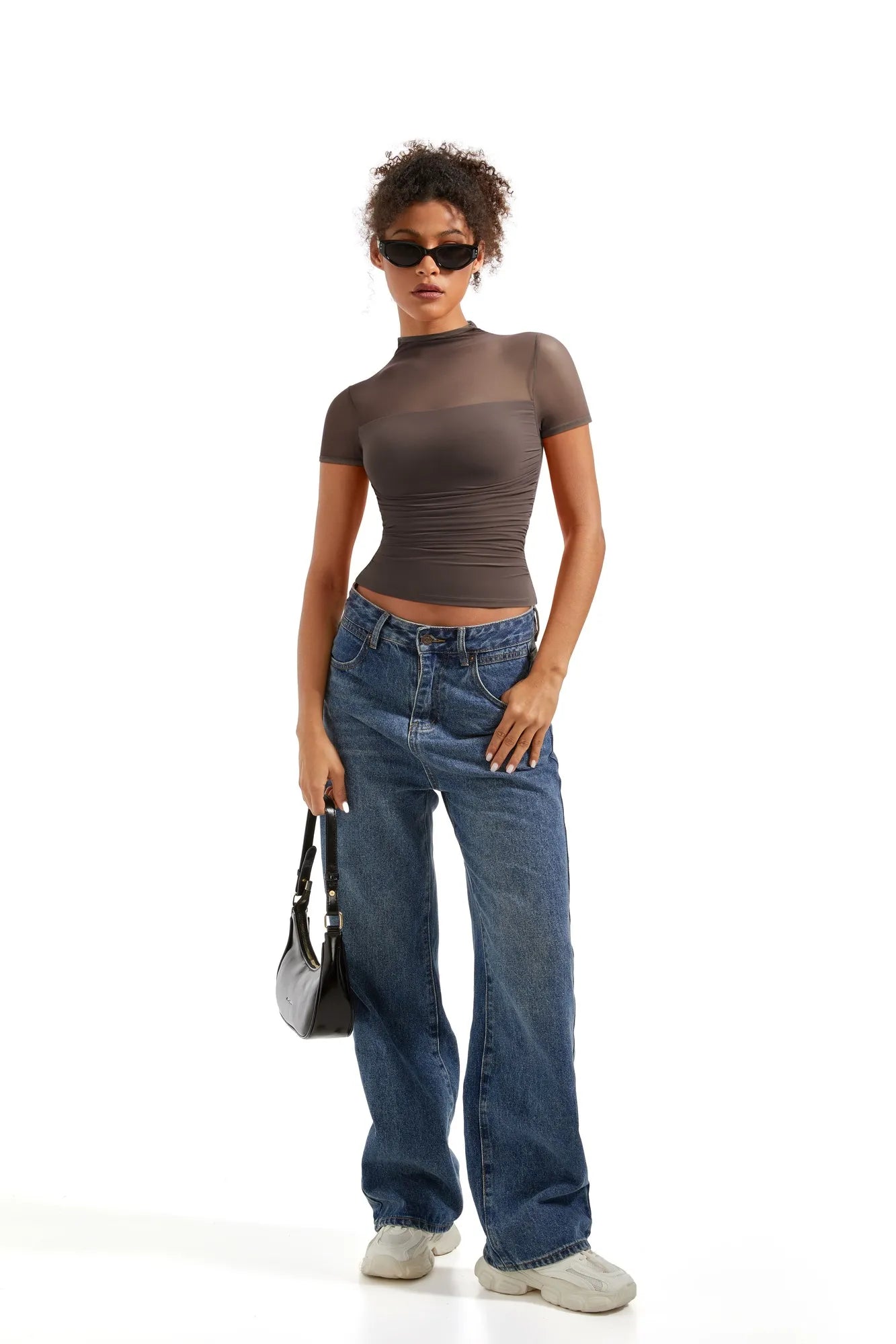 Mesh Mock Neck Shirt