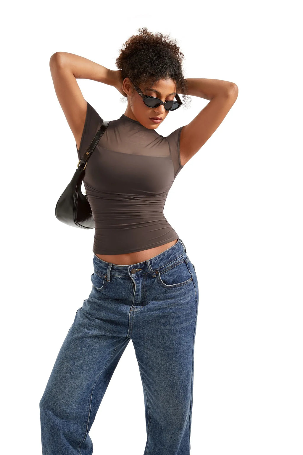 Mesh Mock Neck Shirt