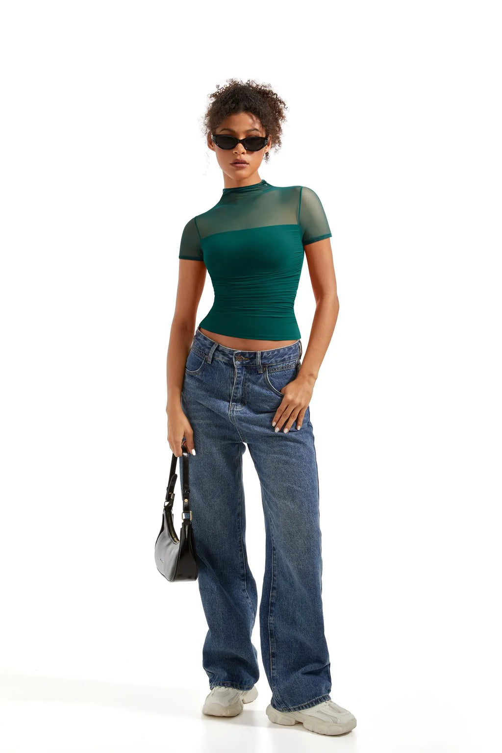 Mesh Mock Neck Shirt