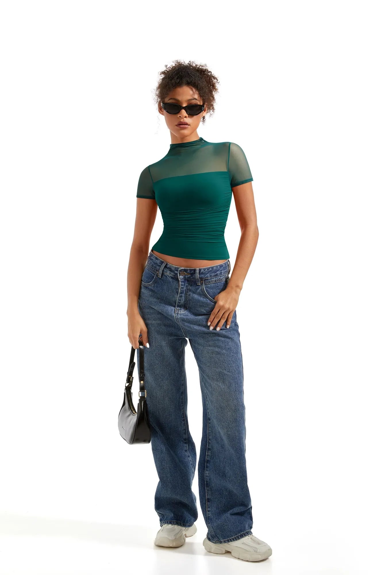 Mesh Mock Neck Shirt