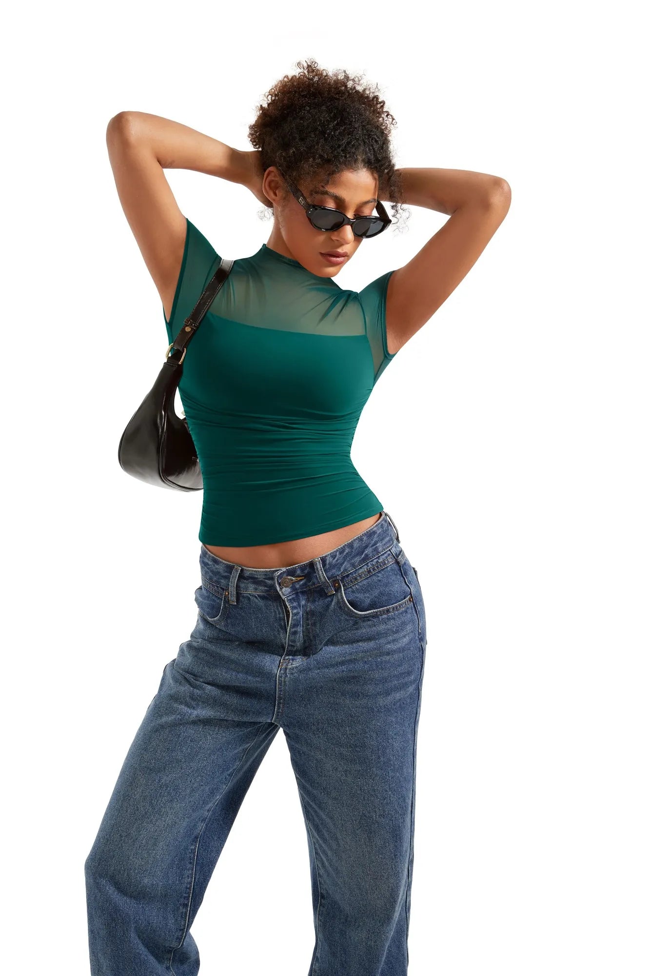 Mesh Mock Neck Shirt