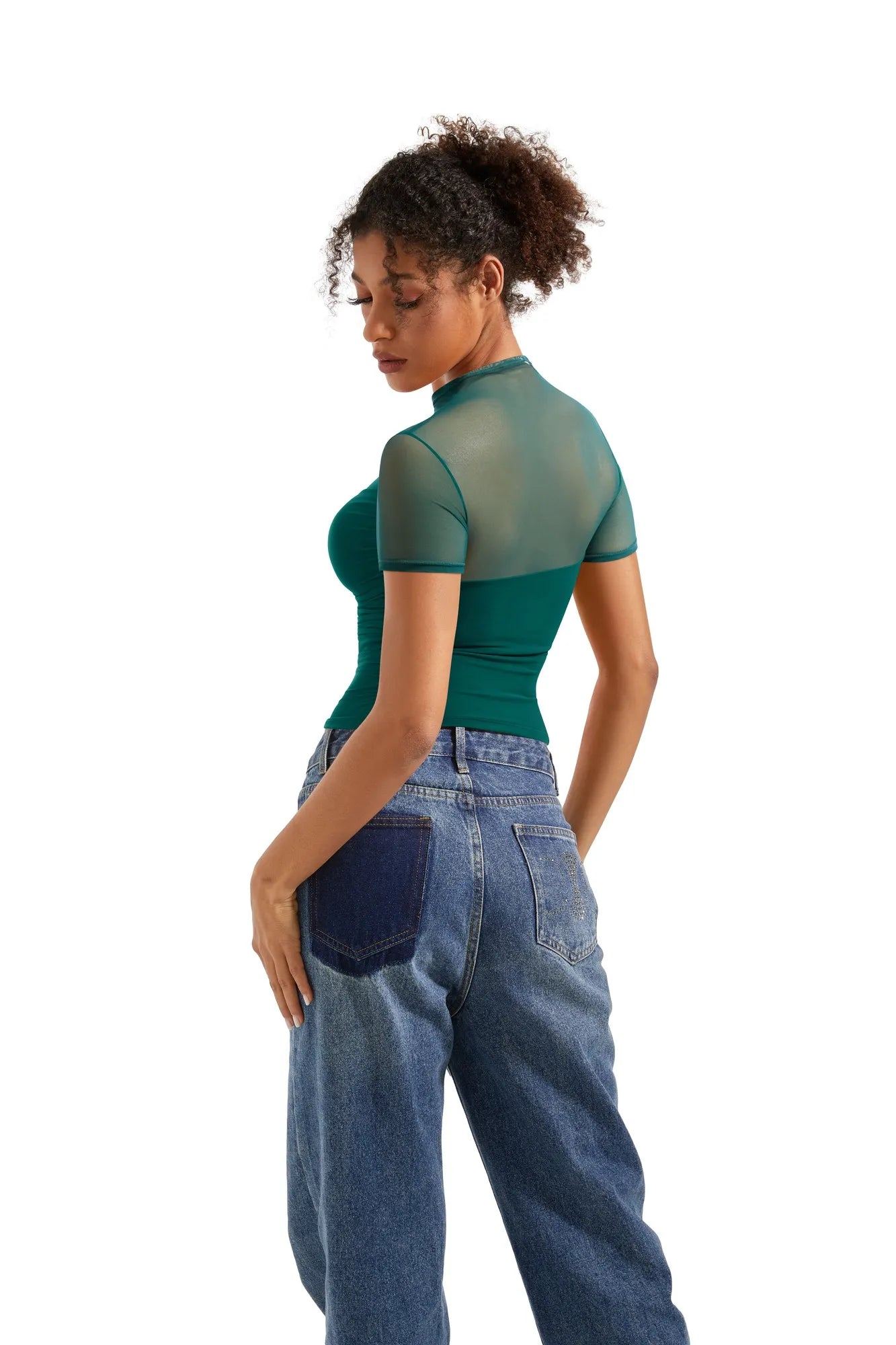 Mesh Mock Neck Shirt