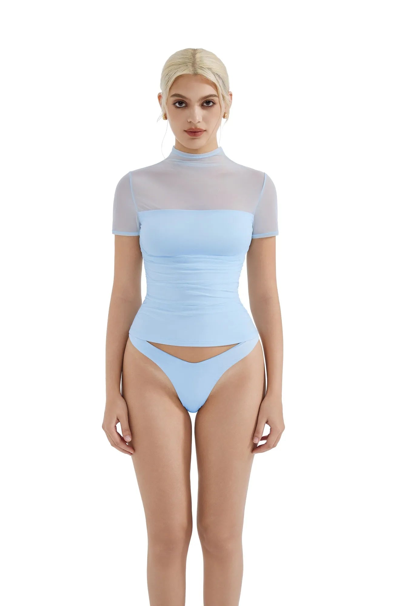 Mesh Mock Neck Shirt