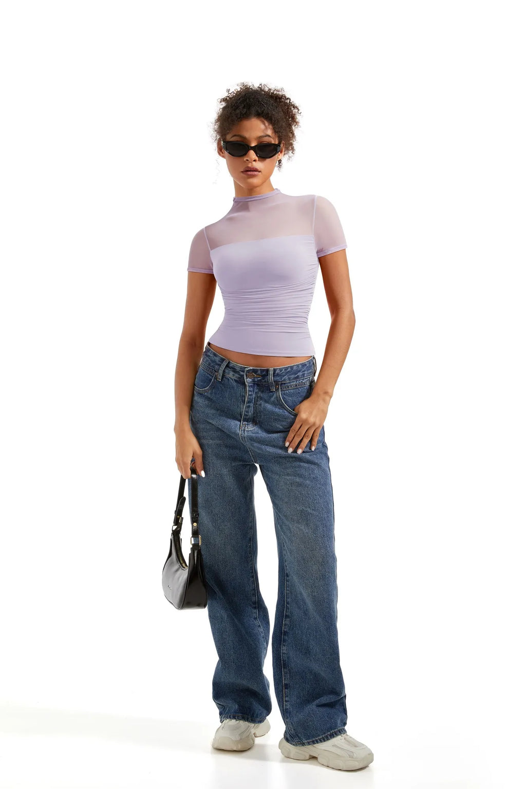 Mesh Mock Neck Shirt