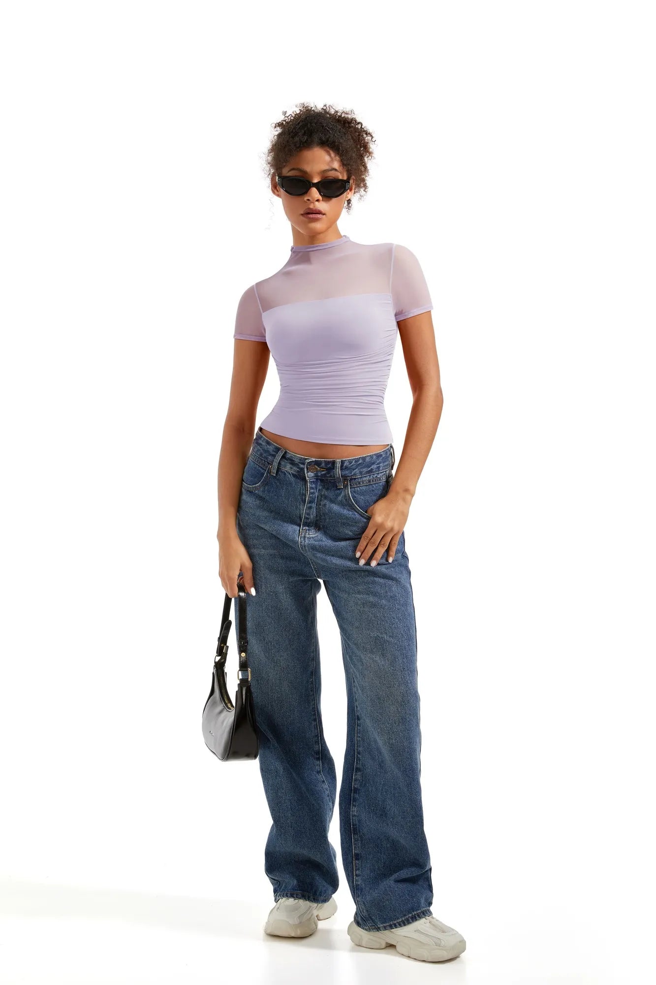 Mesh Mock Neck Shirt