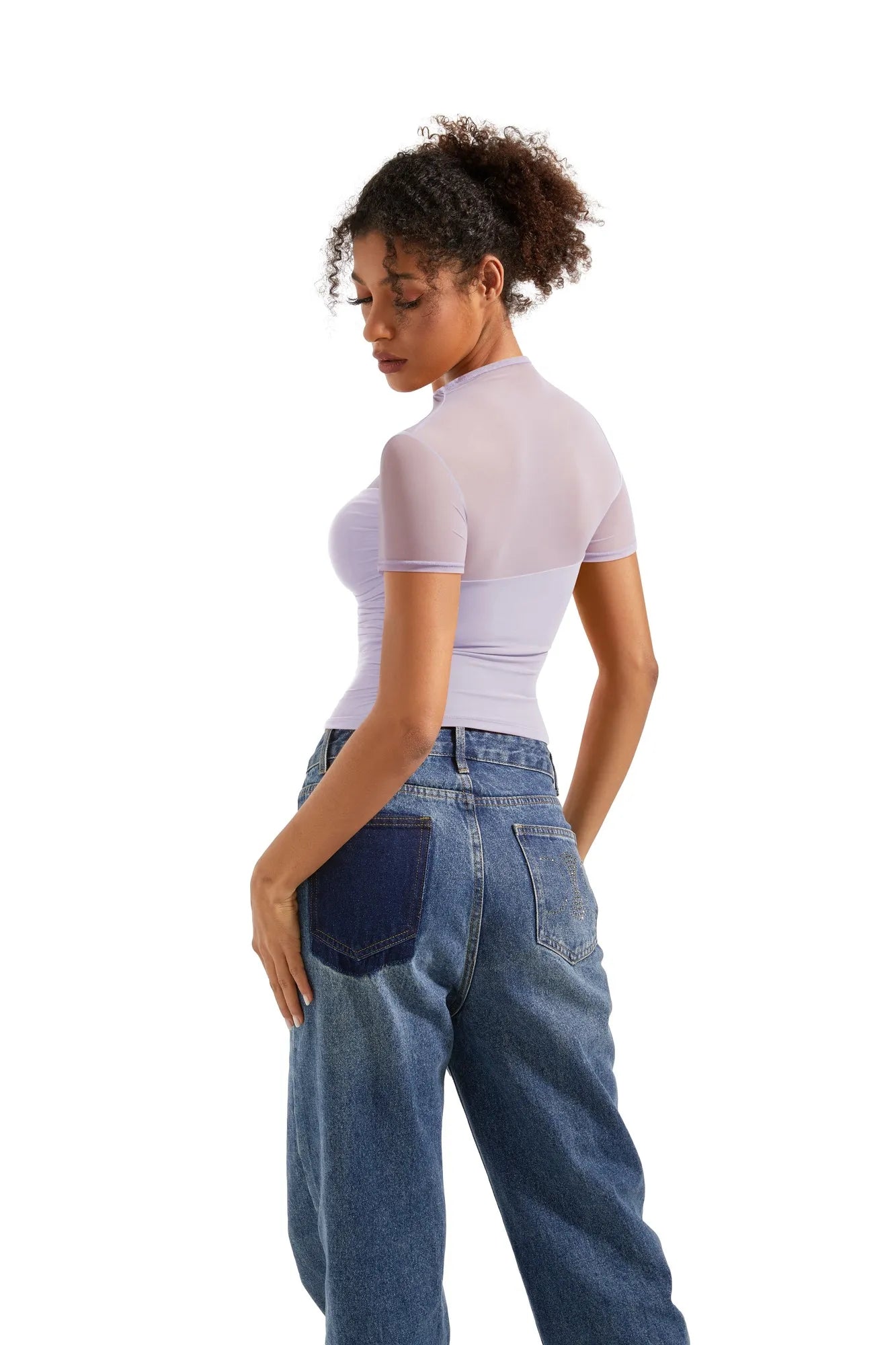 Mesh Mock Neck Shirt