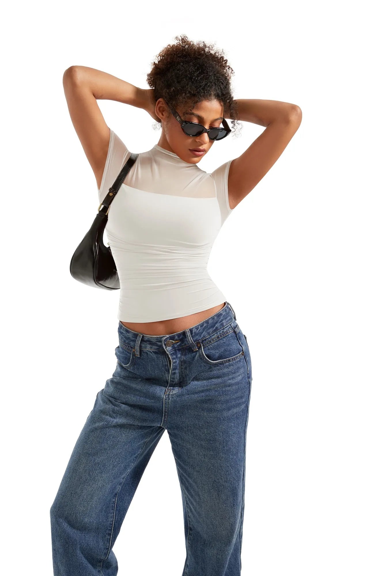 Mesh Mock Neck Shirt