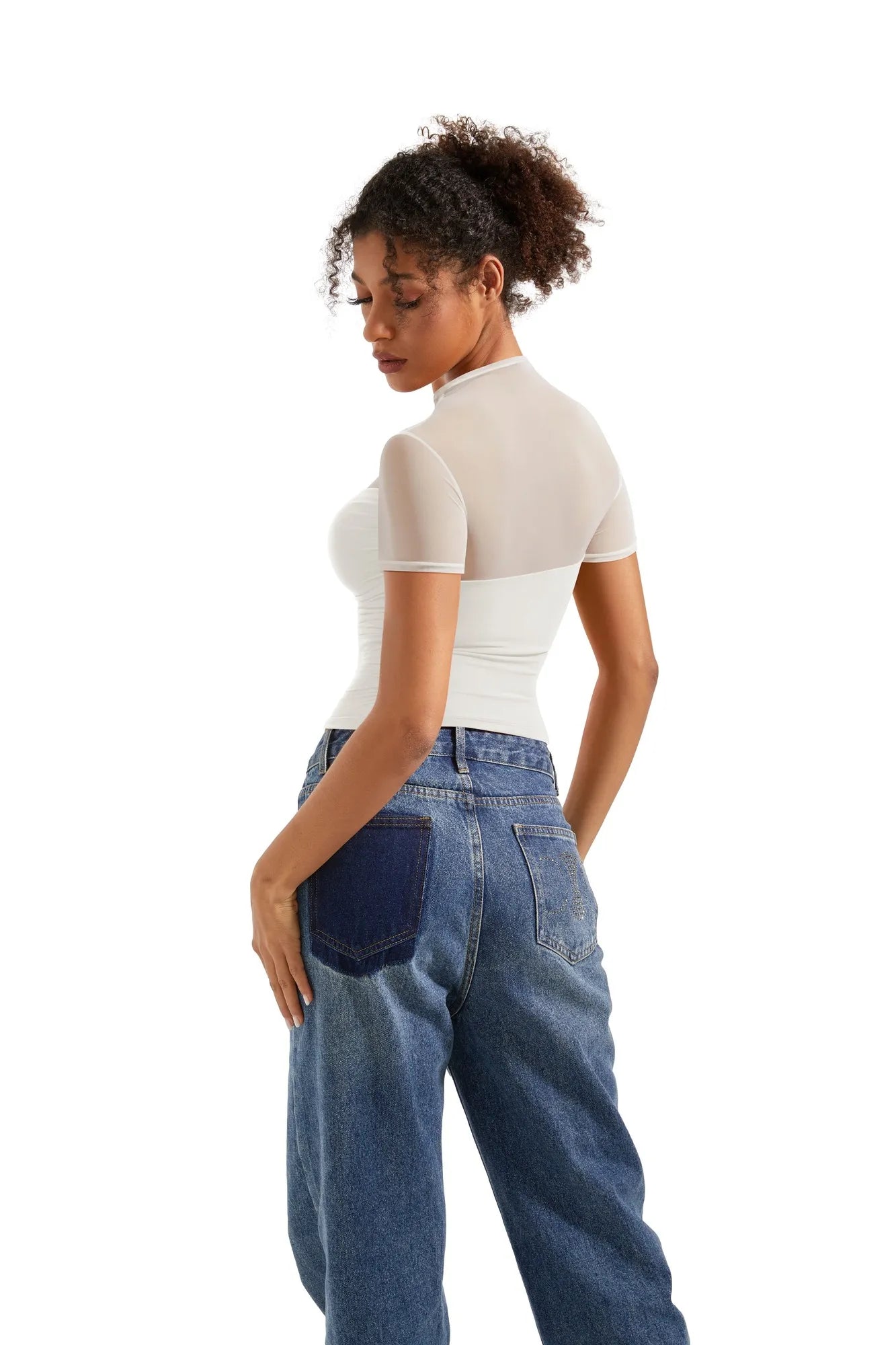 Mesh Mock Neck Shirt