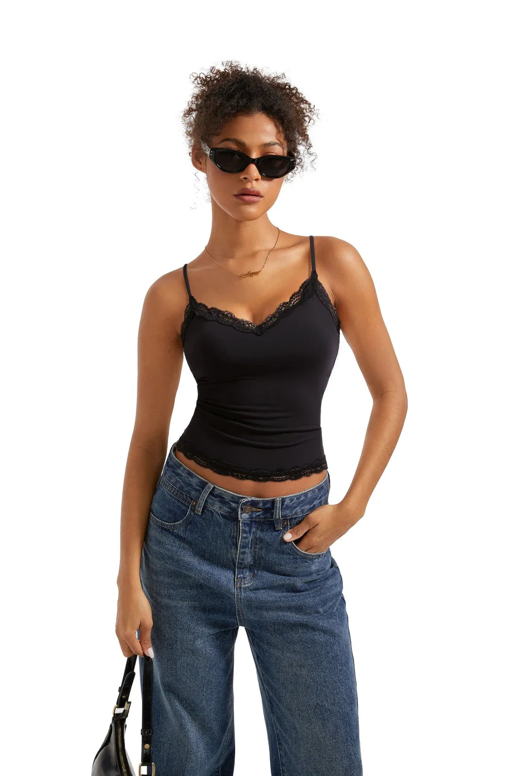 Lace Cami V Neck Tank Top