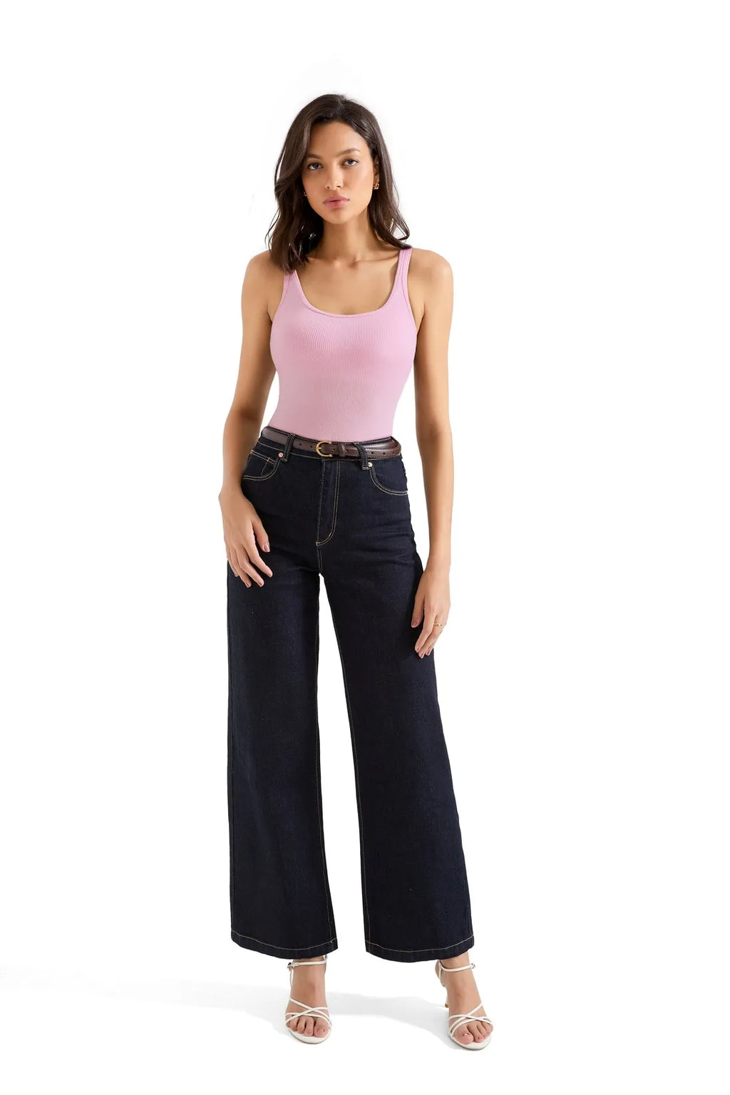 Cotton Ribbed U Neck Tank Top