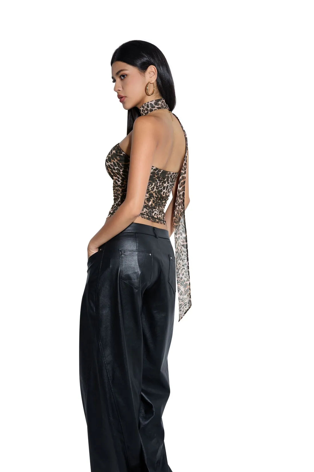 Mesh Ruched Tube Top & Scarf