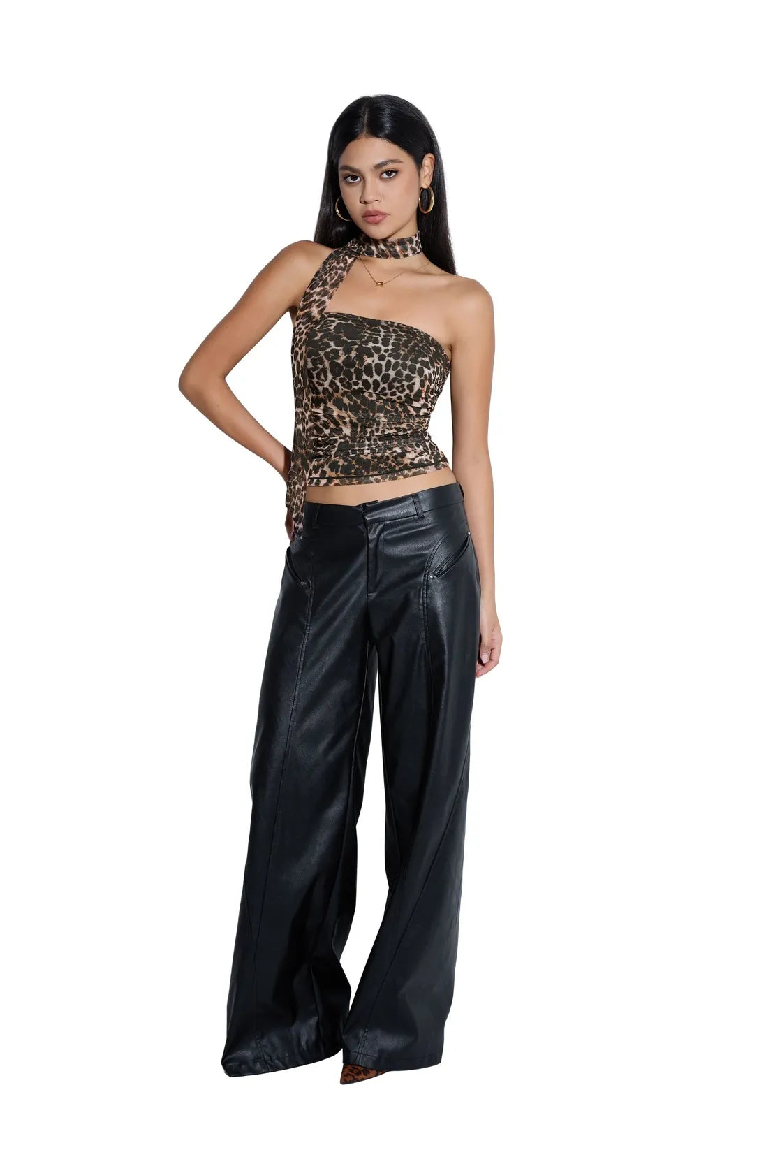 Mesh Ruched Tube Top & Scarf