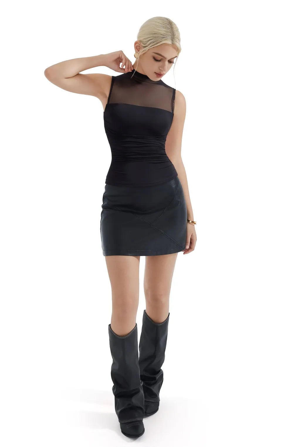 Mesh Ruched Tank Top
