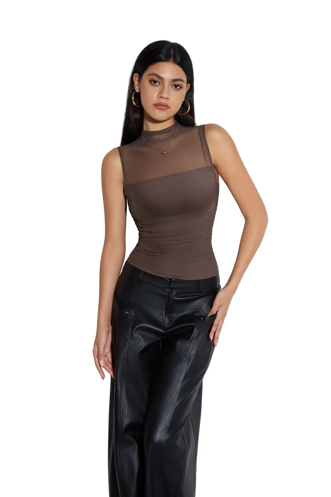 Mesh Ruched Tank Top