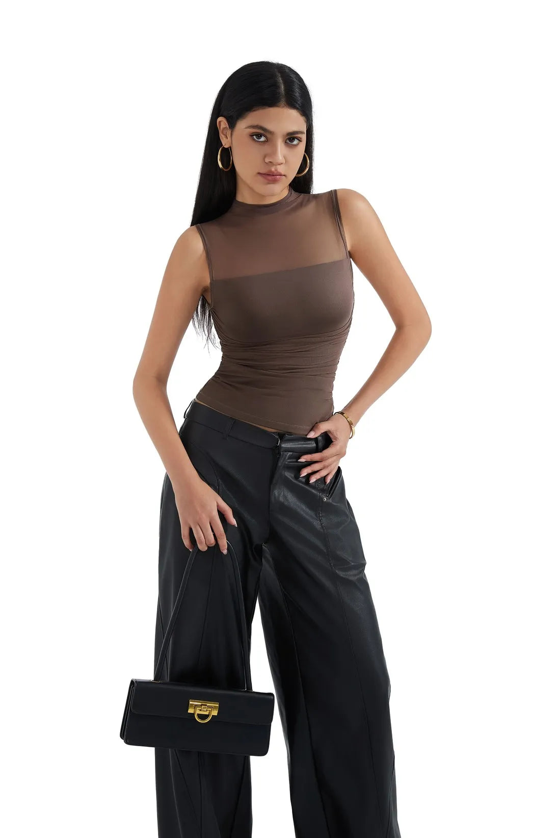 Mesh Ruched Tank Top