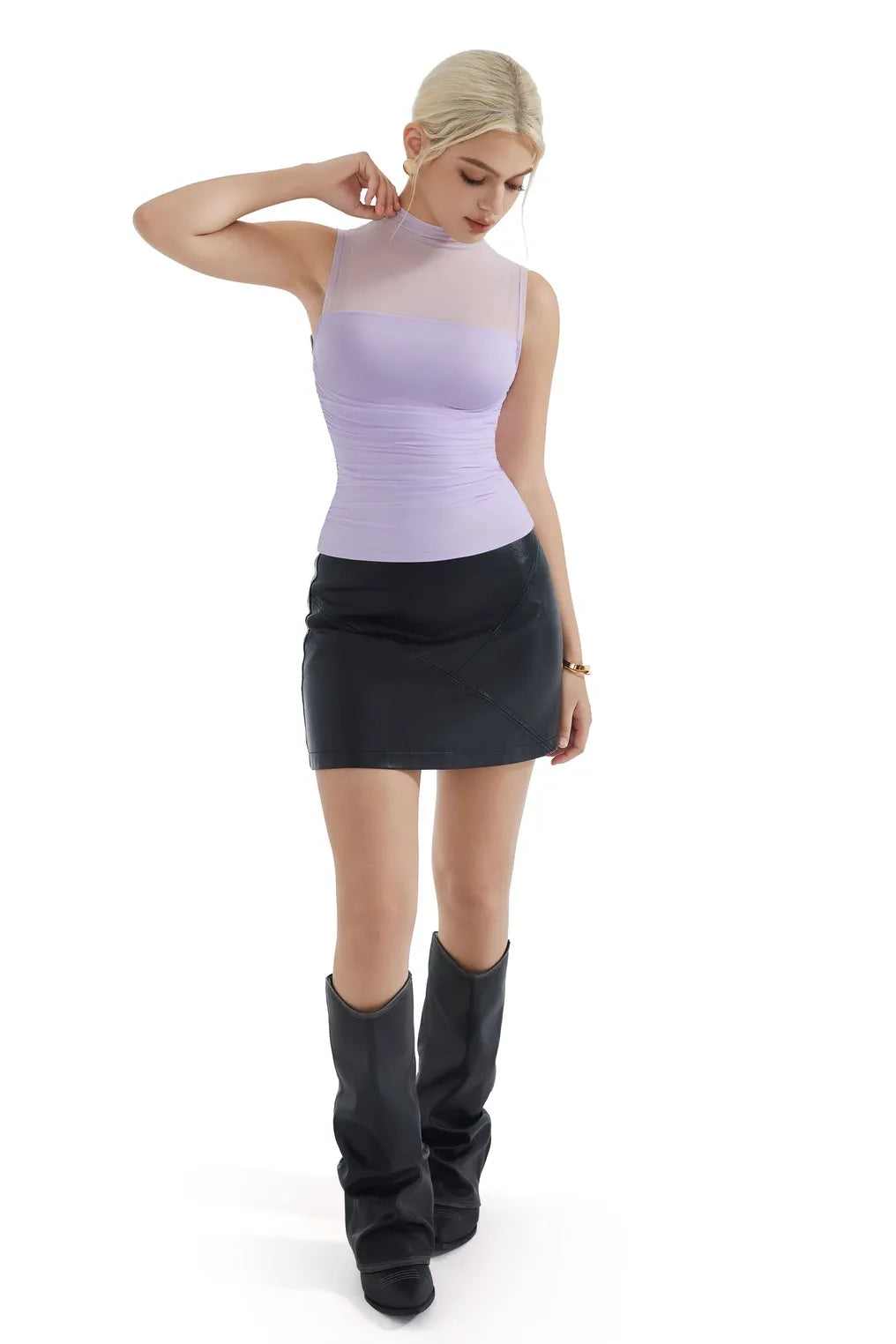 Mesh Ruched Tank Top