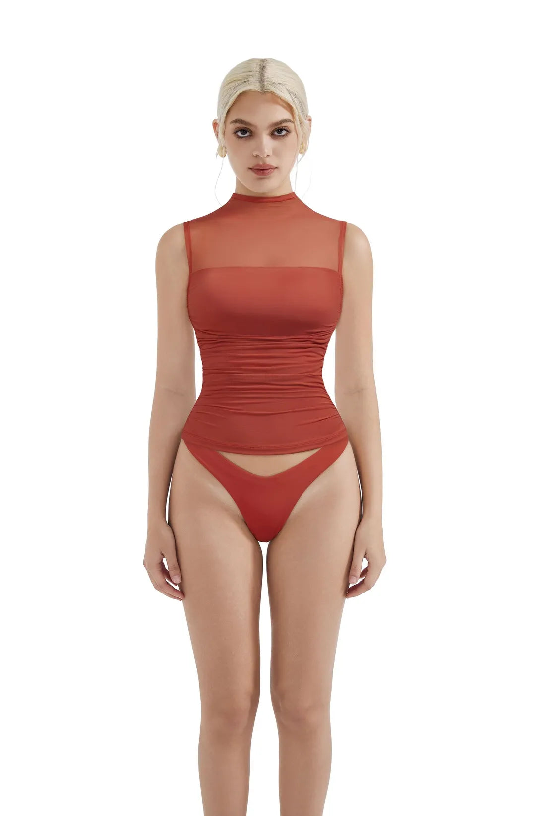 Mesh Ruched Tank Top