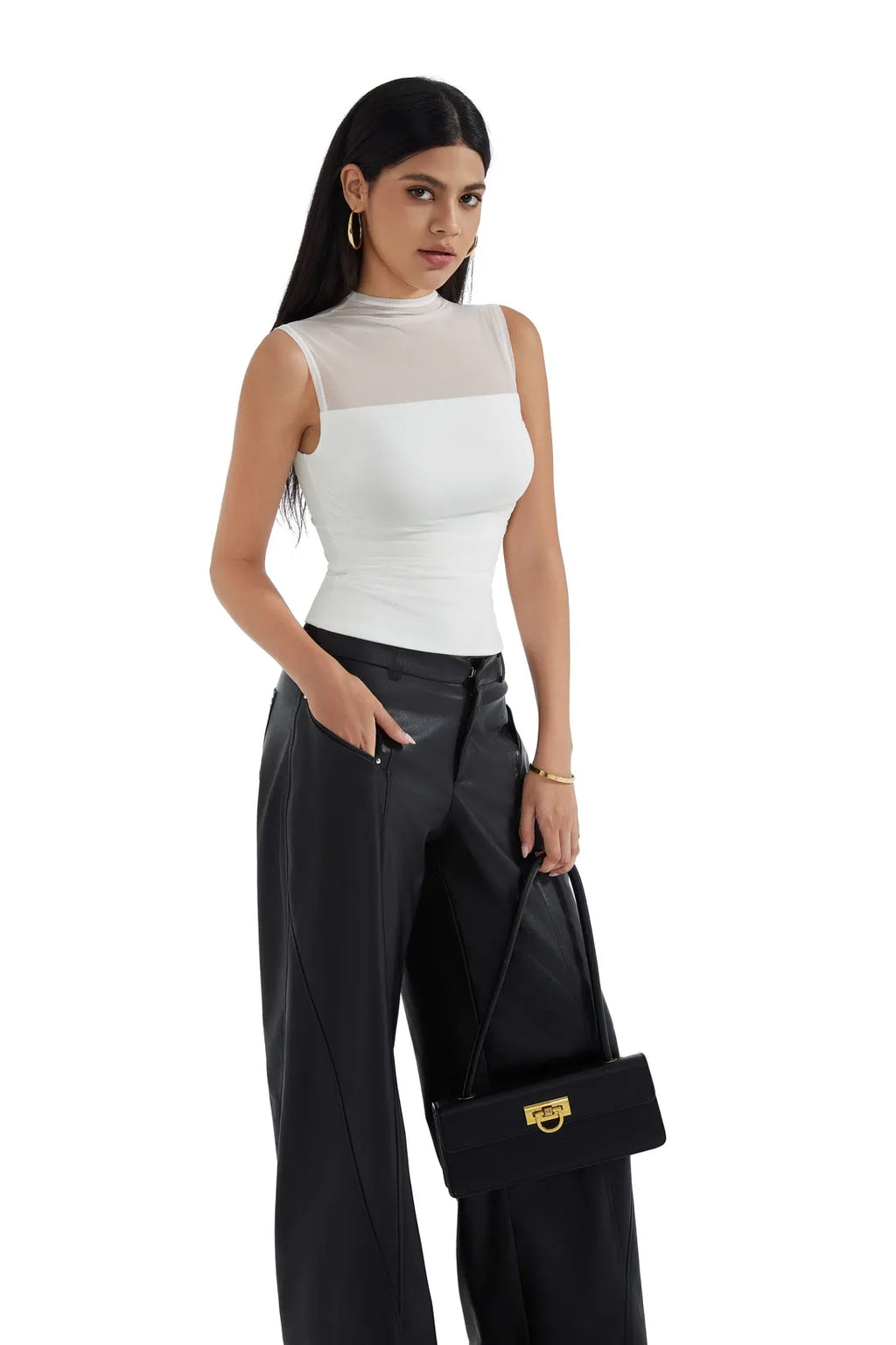 Mesh Ruched Tank Top