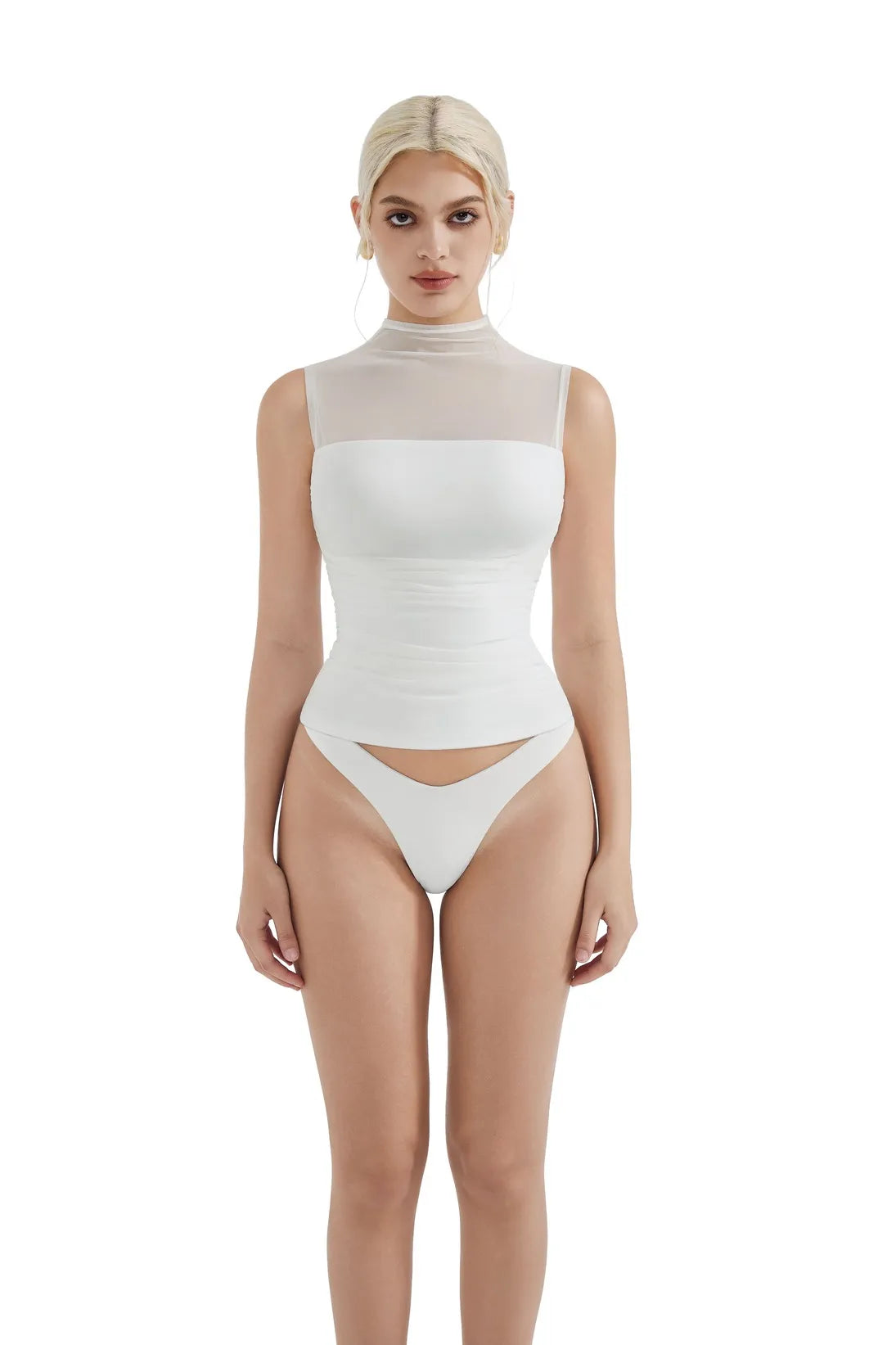 Mesh Ruched Tank Top