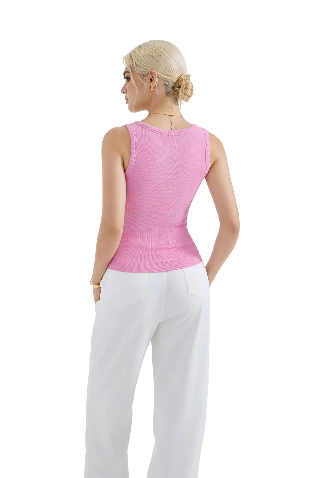 Cotton Ribbed V Neck Tank Top