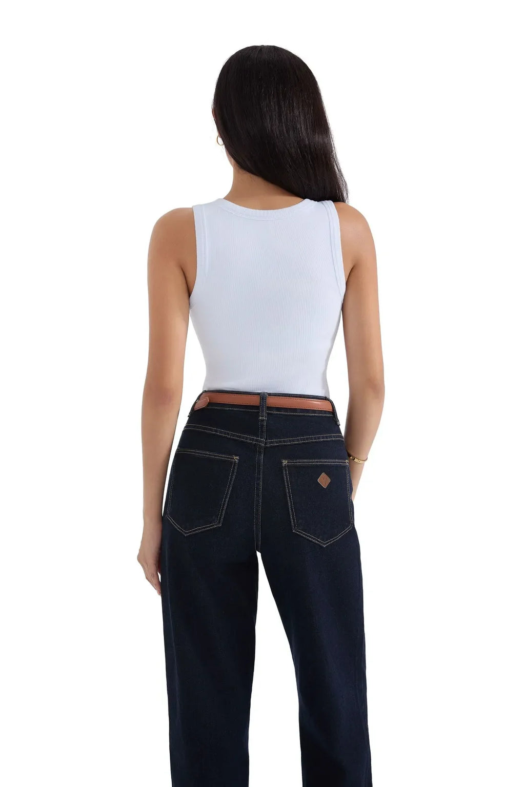 Cotton Ribbed V Neck Tank Top