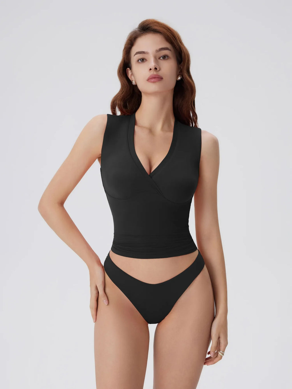 V Neck Double Lined Camisole Tank Tops