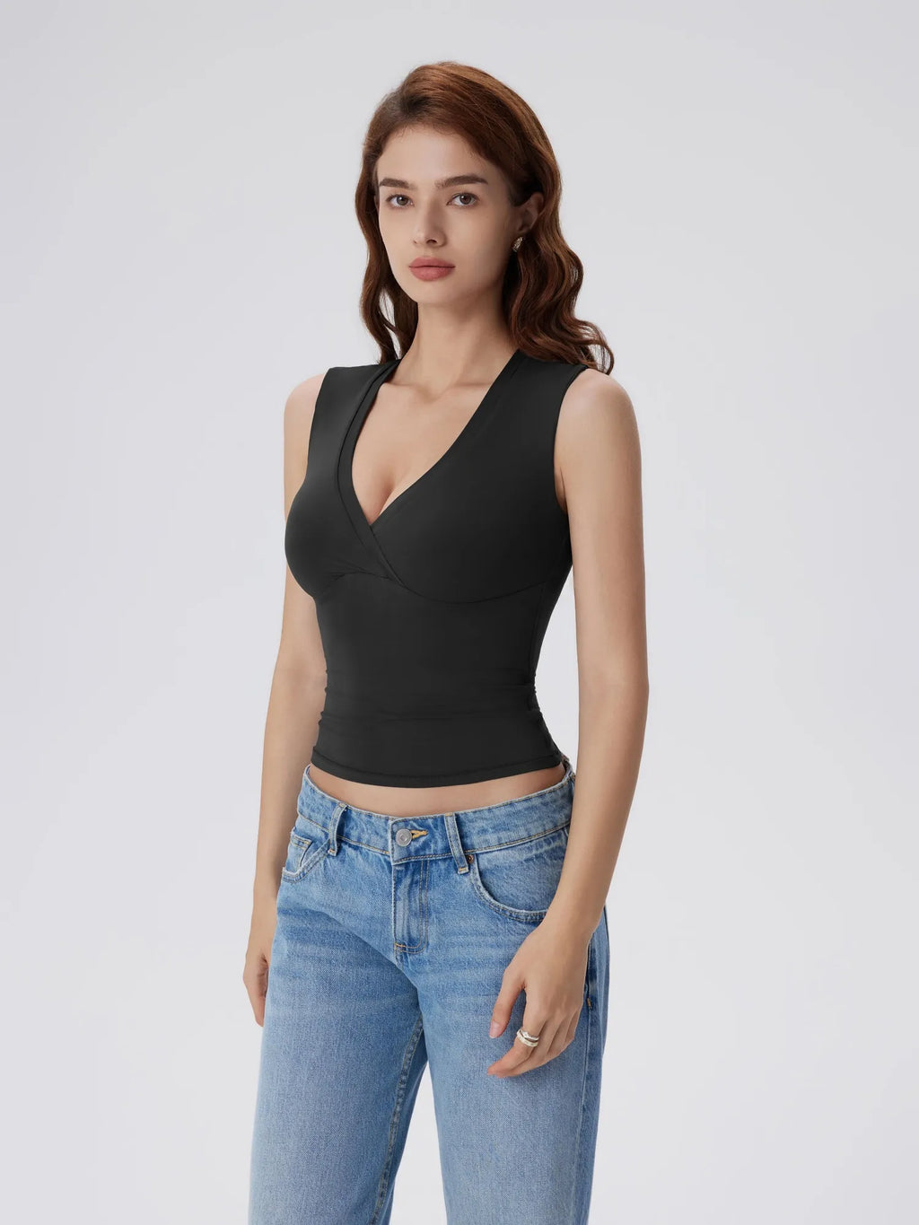V Neck Double Lined Camisole Tank Tops