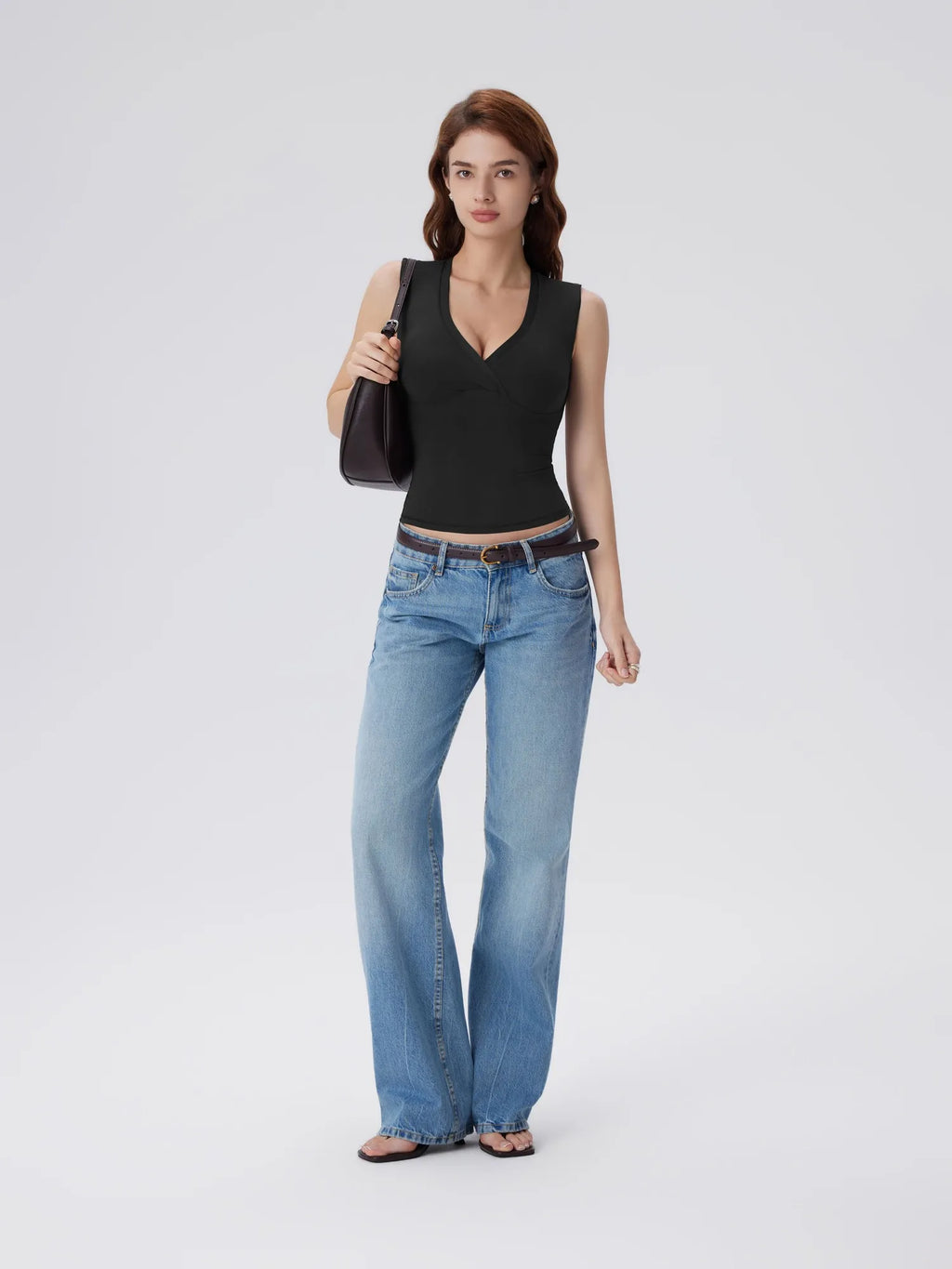 V Neck Double Lined Camisole Tank Tops