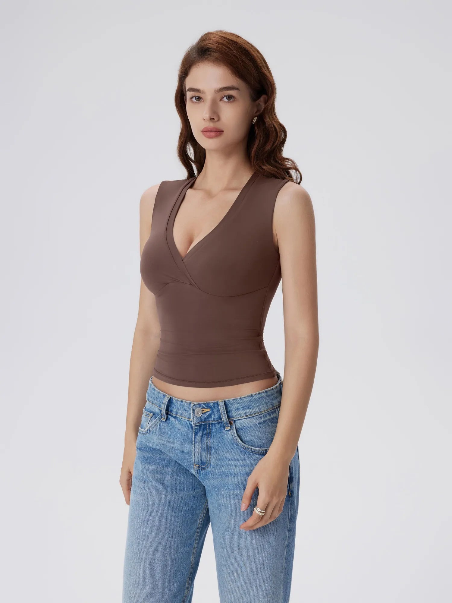 V Neck Double Lined Camisole Tank Tops