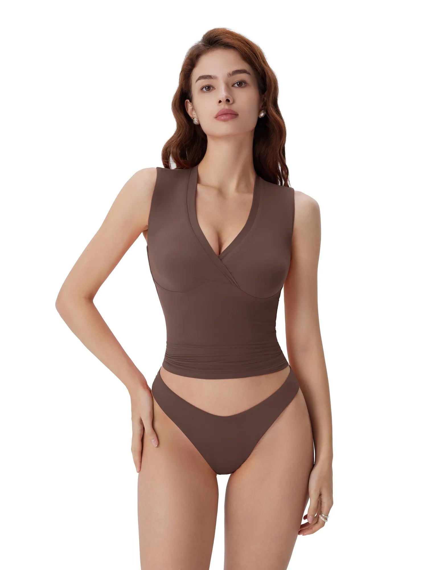 V Neck Double Lined Camisole Tank Tops
