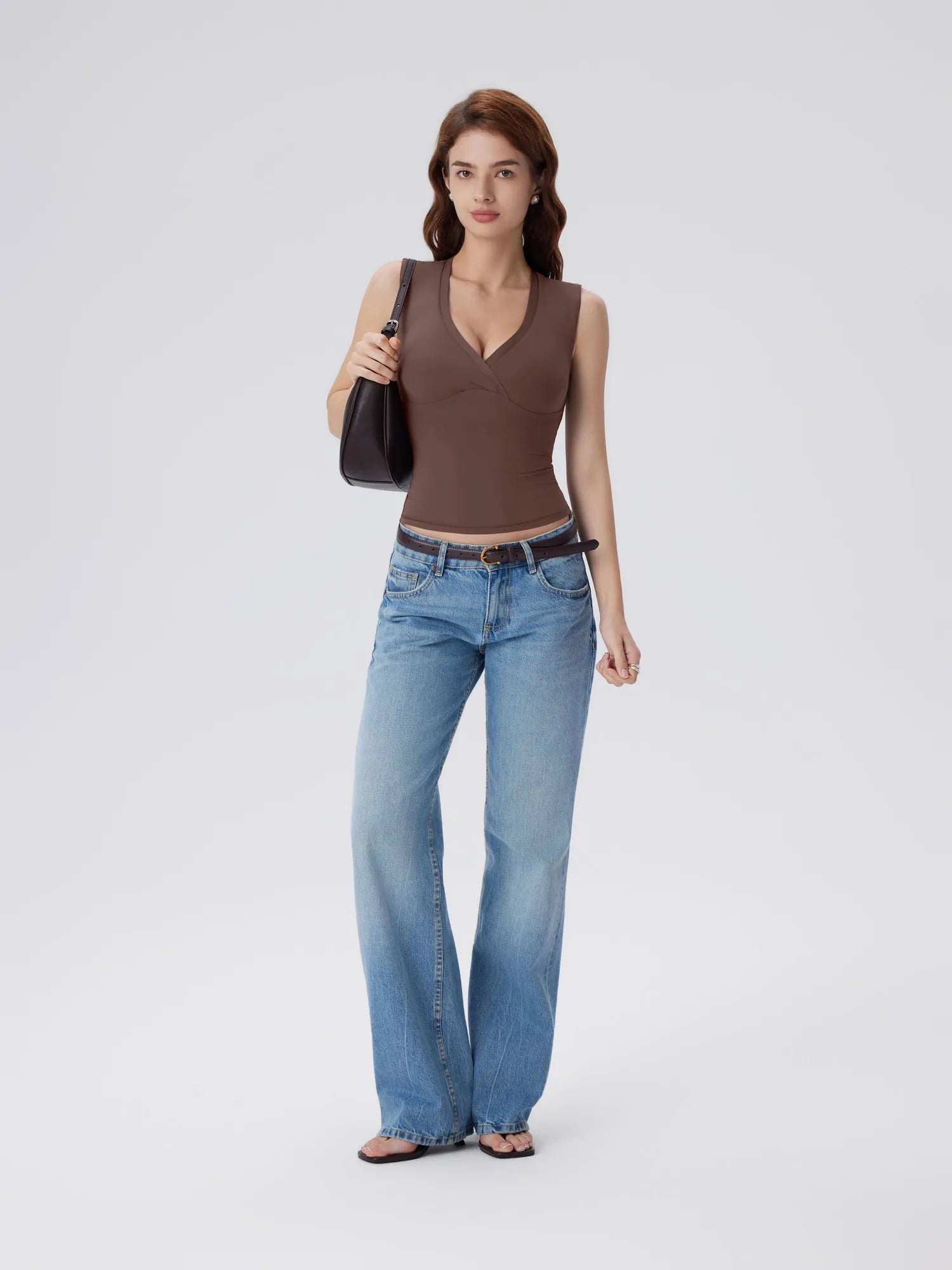 V Neck Double Lined Camisole Tank Tops