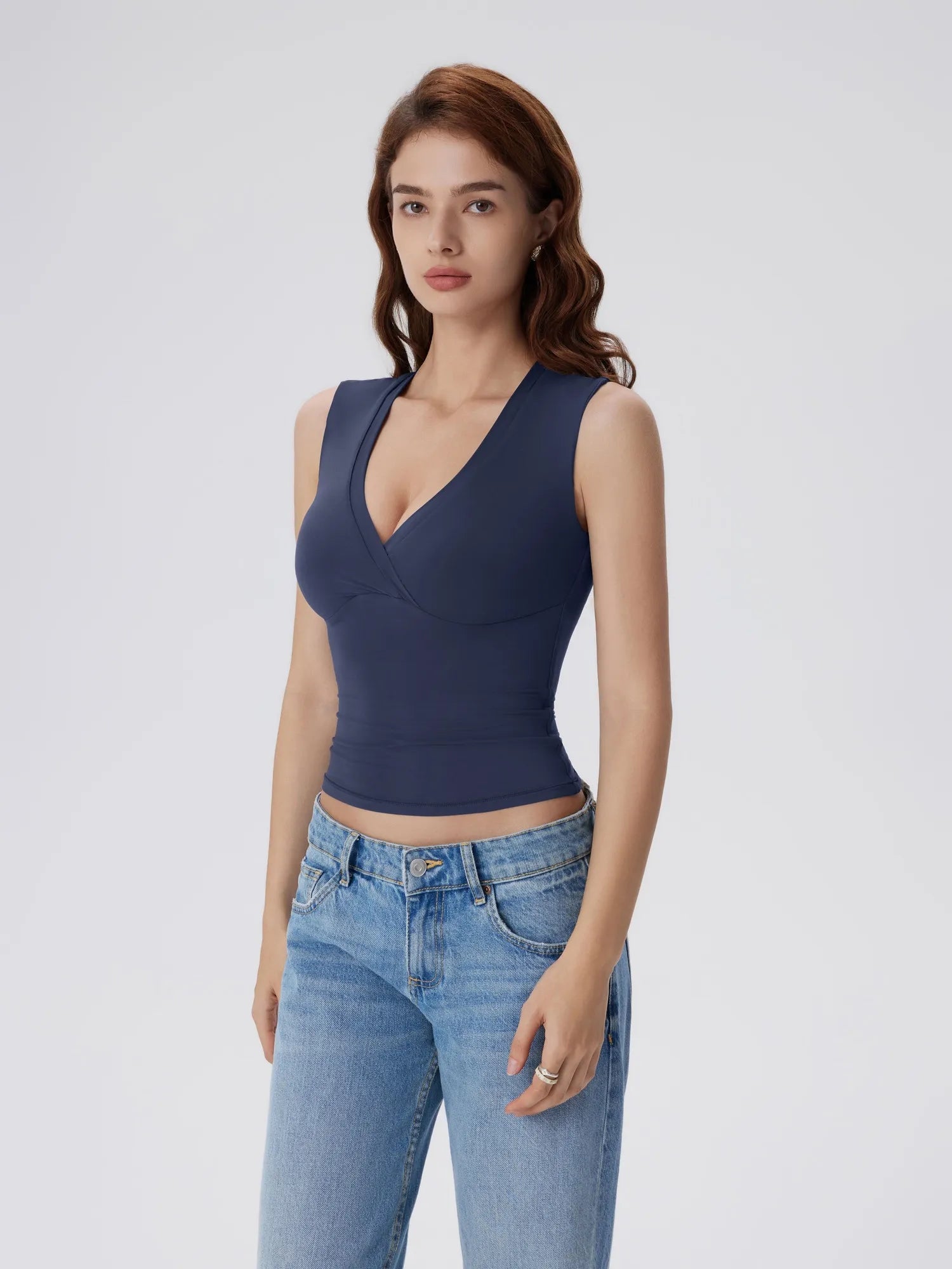 V Neck Double Lined Camisole Tank Tops