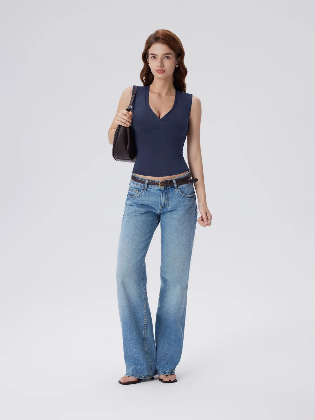 V Neck Double Lined Camisole Tank Tops