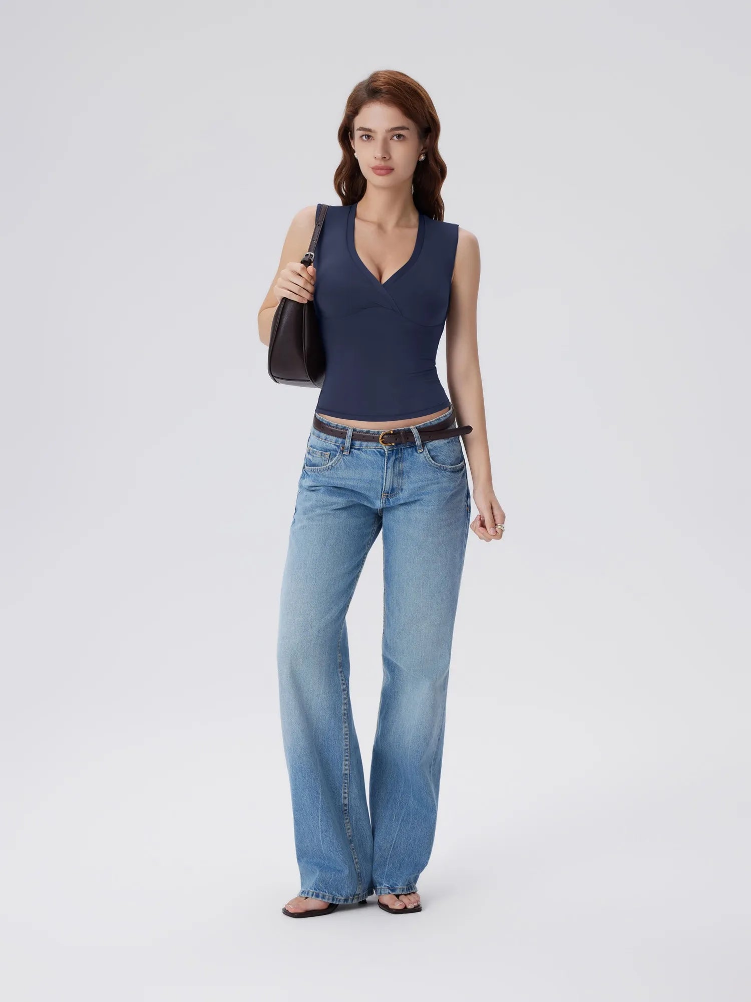 V Neck Double Lined Camisole Tank Tops