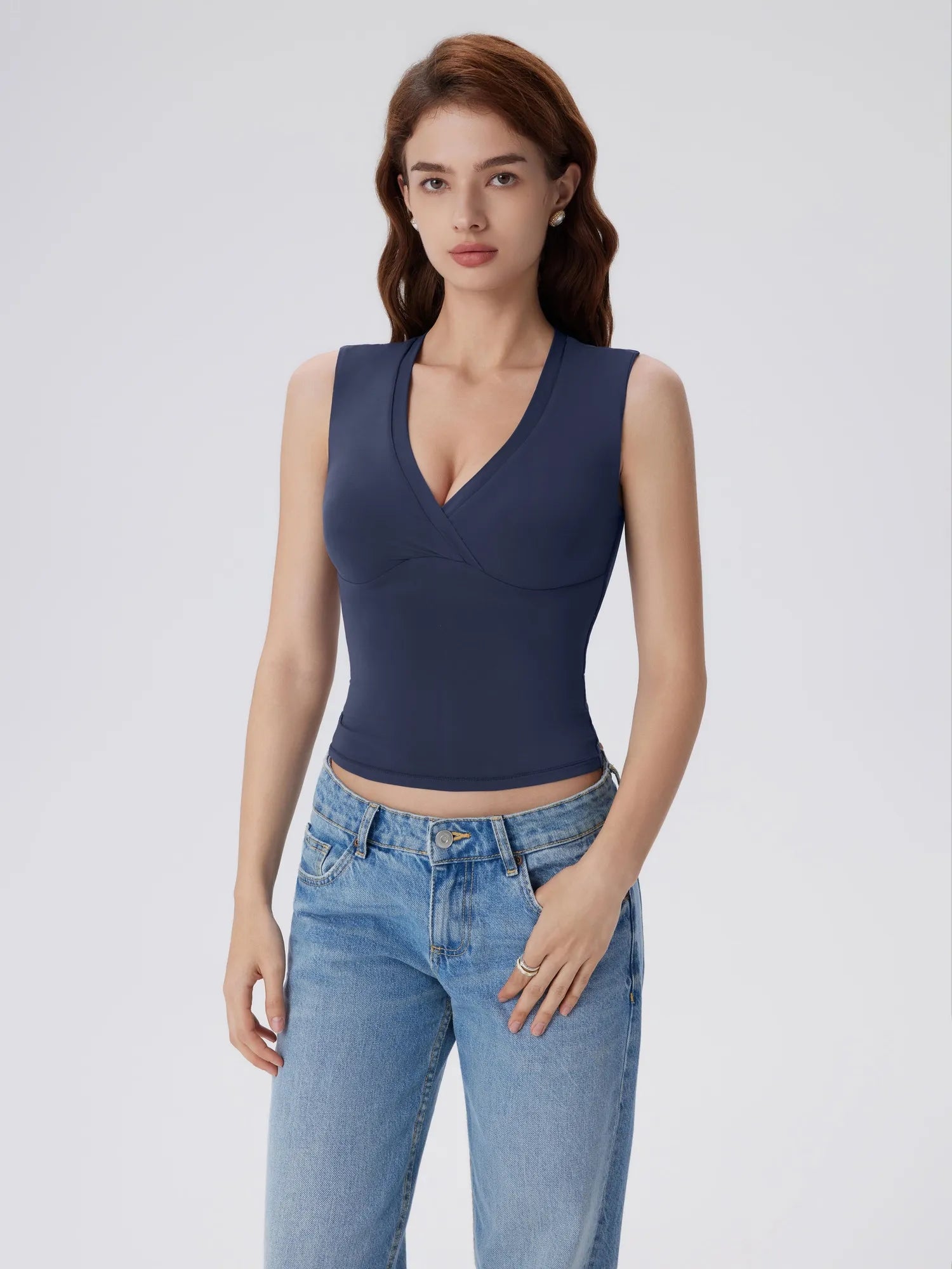 V Neck Double Lined Camisole Tank Tops