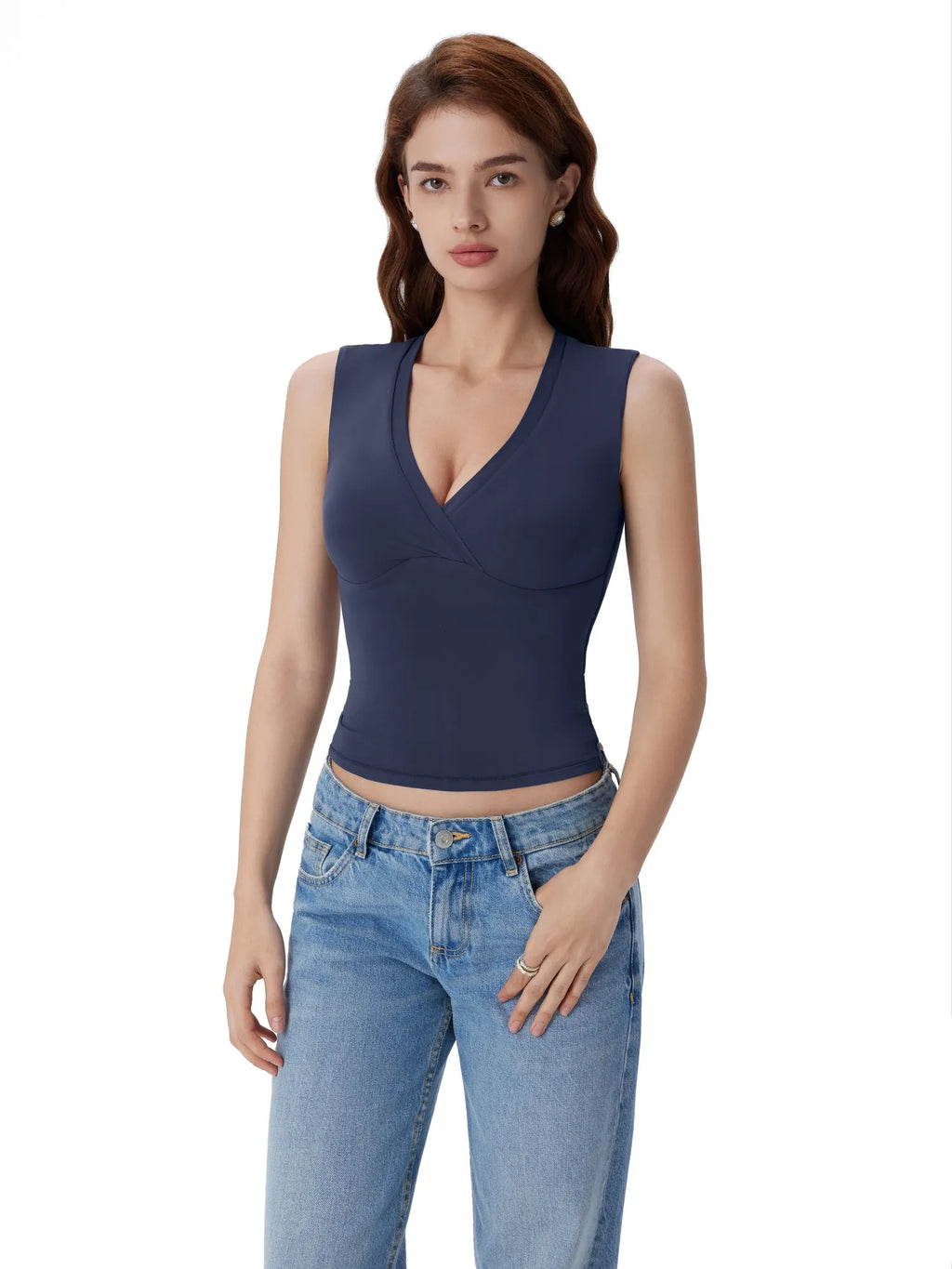 V Neck Double Lined Camisole Tank Tops