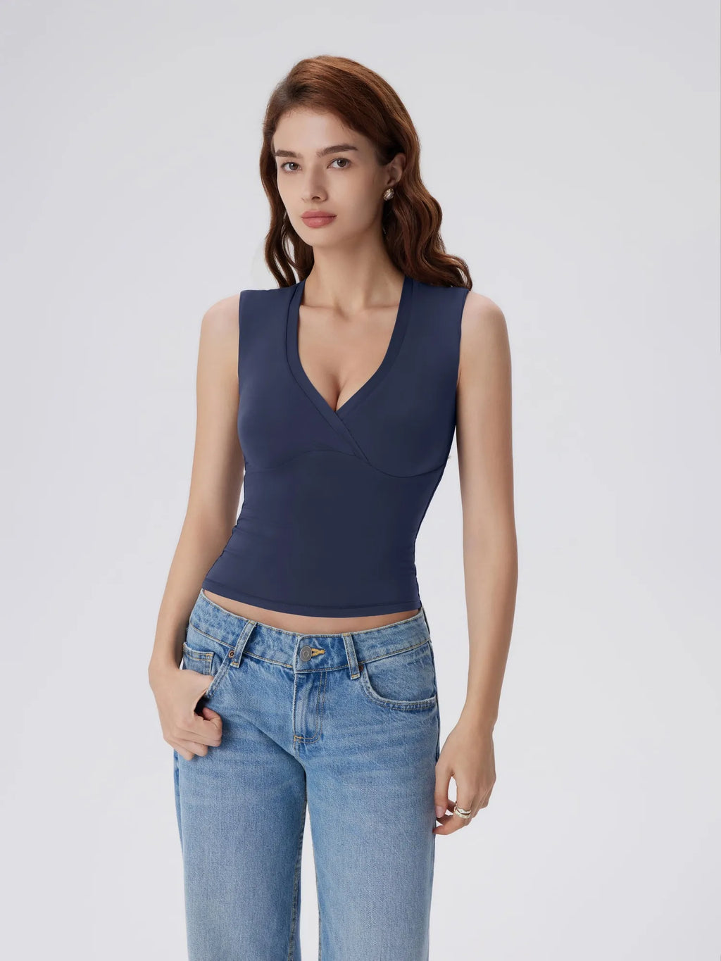 V Neck Double Lined Camisole Tank Tops