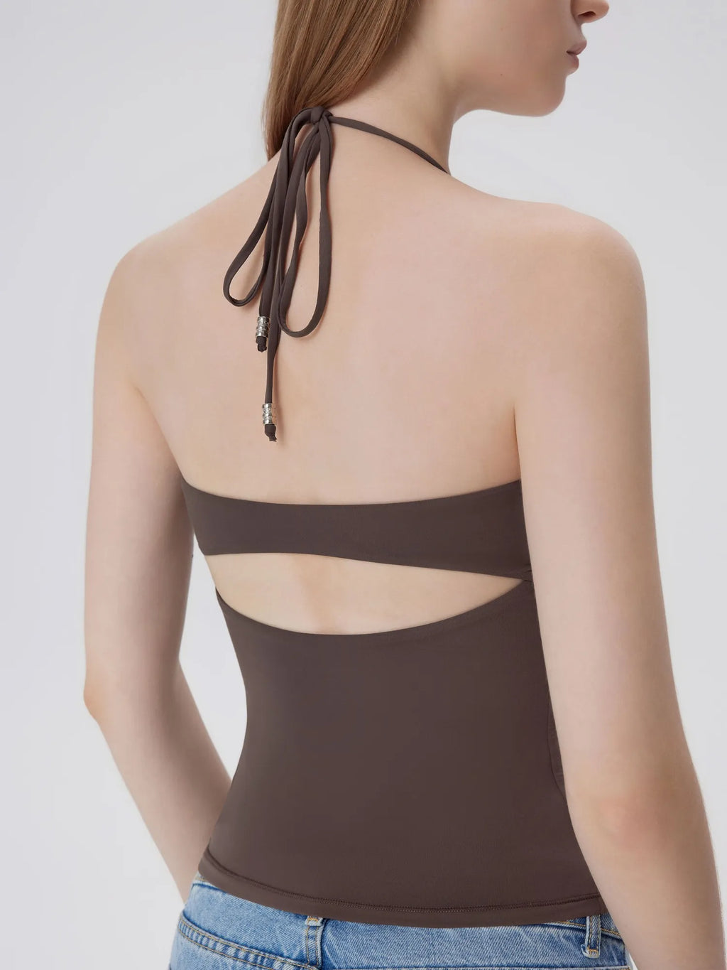 Open Back Silver Botton Y2K Tank Tops