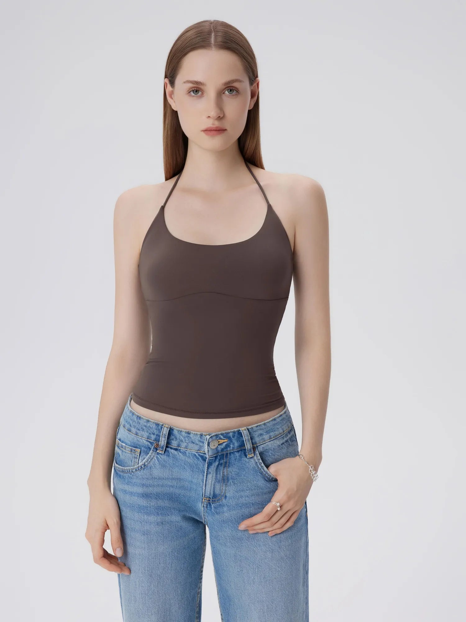Open Back Silver Botton Y2K Tank Tops